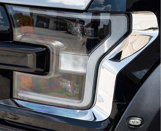 American Car Craft 2017-2018 Ford Raptor - Headlight Trim, Stainless Steel (Polished) 772051