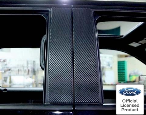 American Car Craft 2009-2014 Ford F-150/Raptor - Pillar Posts with Carbon Fiber Wrap 4Pc, Stainless Steel/Vinyl 772012