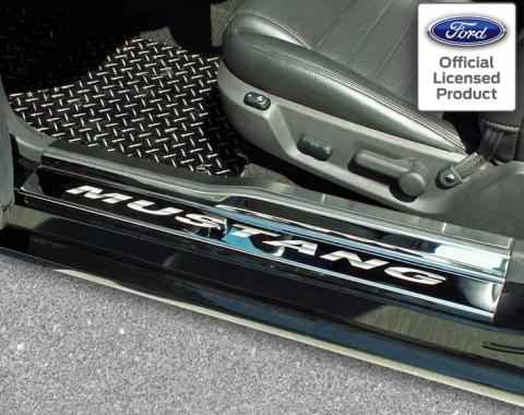 American Car Craft 2005-2009 Mustang V6/GT - Door Sills Etched MUSTANG 4Pc, Polished Stainless Steel 271004
