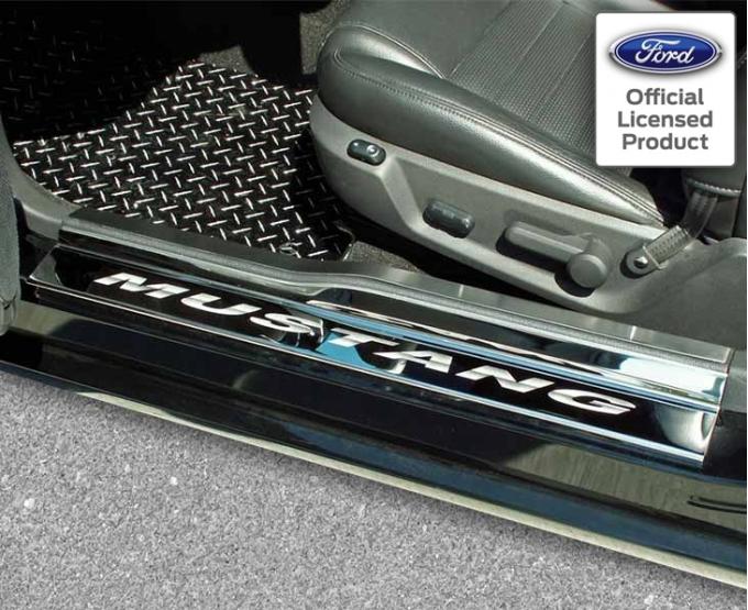 American Car Craft 2005-2009 Mustang V6/GT - Door Sills Etched MUSTANG 4Pc, Polished Stainless Steel 271004