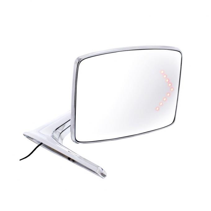 United Pacific Chrome Exterior Mirror w/Convex Glass & LED For 1966-77 Bronco & 1967-79 Truck, R/H 110738