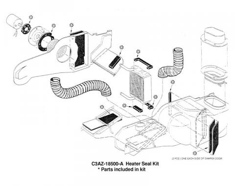 Dennis Carpenter Heater Seal Kit - 1963-64 Ford Car   C3AZ-18500-A