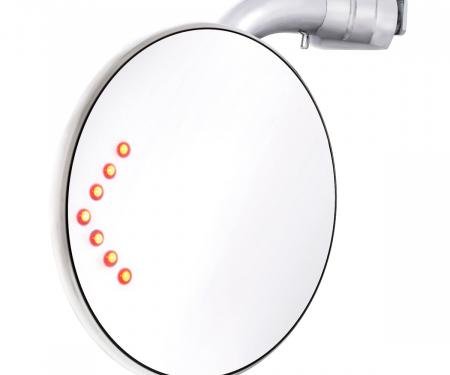 United Pacific 4" Curved Arm Peep Mirror w/Convex Mirror Glass And LED Turn Signal C5001-CVXLED