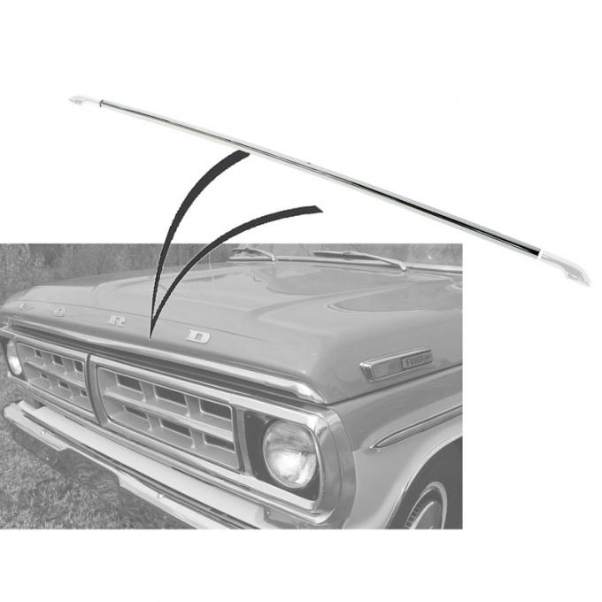 Dennis Carpenter Hood Lip Molding Center with clip - 1970-72 Ford Truck     D0TZ-16958-B