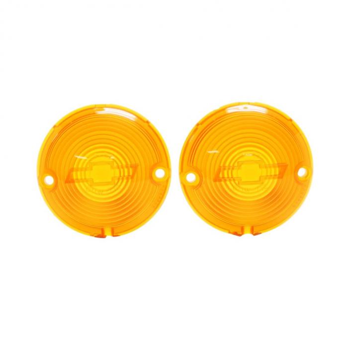 Trim Parts 1957 Chevrolet Full Size Cars Amber Parking Light Lens W/Bowtie, Pair A1484