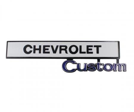 Trim Parts 1969-72 Chevrolet Truck Glove Box Door "Chevrolet Custom" Emblem, Each 9670