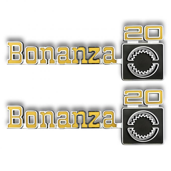 Trim Parts 1976-80 Chevrolet Truck Front Fender "Bonanza 20" Emblems W/Fasteners, Pair 9925