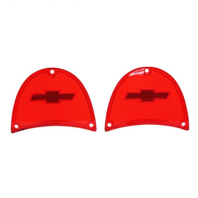 Trim Parts 1957 Chevrolet Full Size Cars Red Tail Light Lens W/Bowtie, Pair A1479