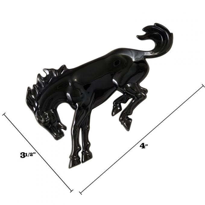 Dennis Carpenter Emblem - Bronco Horse - Universal - Peel & Stick Application - Black Chrome - 1966-96 Ford Bronco, 2021-22 Ford Bronco E2TZ-16228-BC