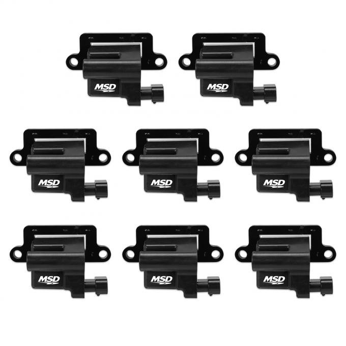 MSD Ignition Coil, GM LS Blaster Series, L-Series Truck Engine, Black, 8-Pack 826483