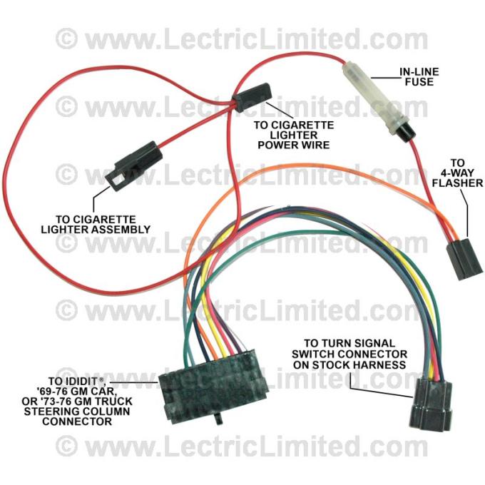 Lectric Limited 1956 Chevrolet Steering Column Turn Signal Switch Adapter Harness 35780
