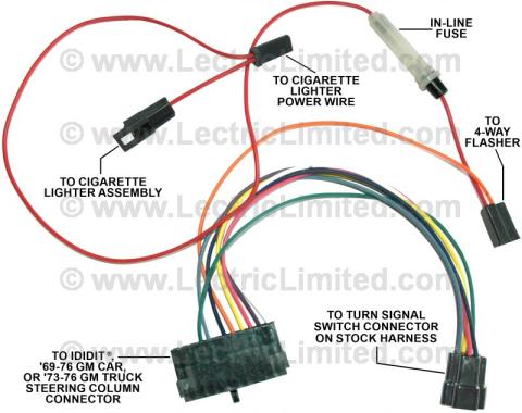Lectric Limited 1956 Chevrolet Steering Column Turn Signal Switch Adapter Harness 35780