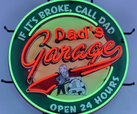 Neonetics Standard Size Neon Signs, Dad's Garage Neon Sign with Backing