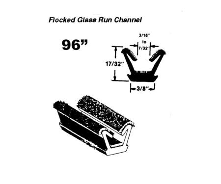 Metro Moulded Parts Flocked Glass Run Channel WC 16-96