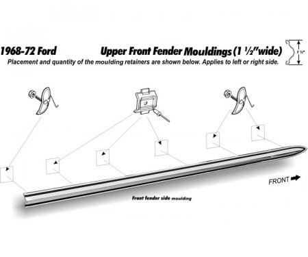 Dennis Carpenter Fender Molding - Side - 1968-72 Ford Truck C8TZ-16003-A