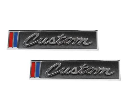 AMD Door Emblems, &quotCustom", Pair, 68 Chevy C/K Pickup Truck Suburban T-9550