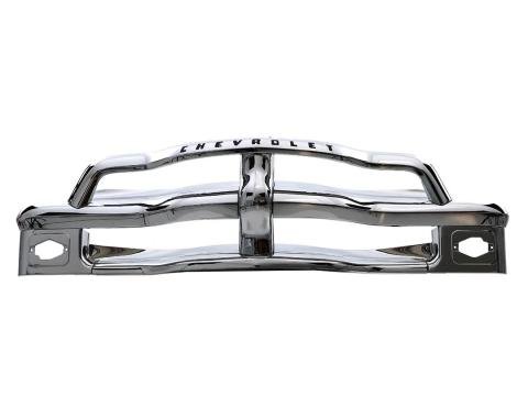 AMD Grille Assembly, Chrome with Black Lettering, 54-55 Chevy Pickup Truck Suburban X150-4054-C