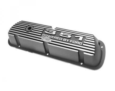 Scott Drake 1969-1973 Ford Mustang Aluminum Valve Covers 351 Powered by Ford Logo 6A582-351