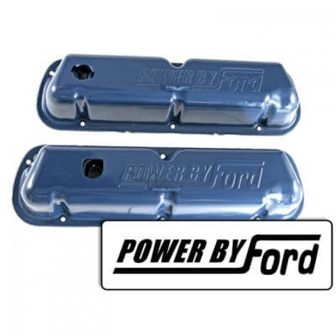 Scott Drake 1968-1970 Ford Mustang Valve Covers with Powered by Ford Logo C8OZ-6A582-BL