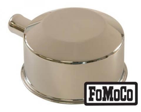 Scott Drake 1965 Ford Mustang 65-66 Oil Cap with Tube (FoMoCo Logo, Chrome) C5ZZ-6766-D