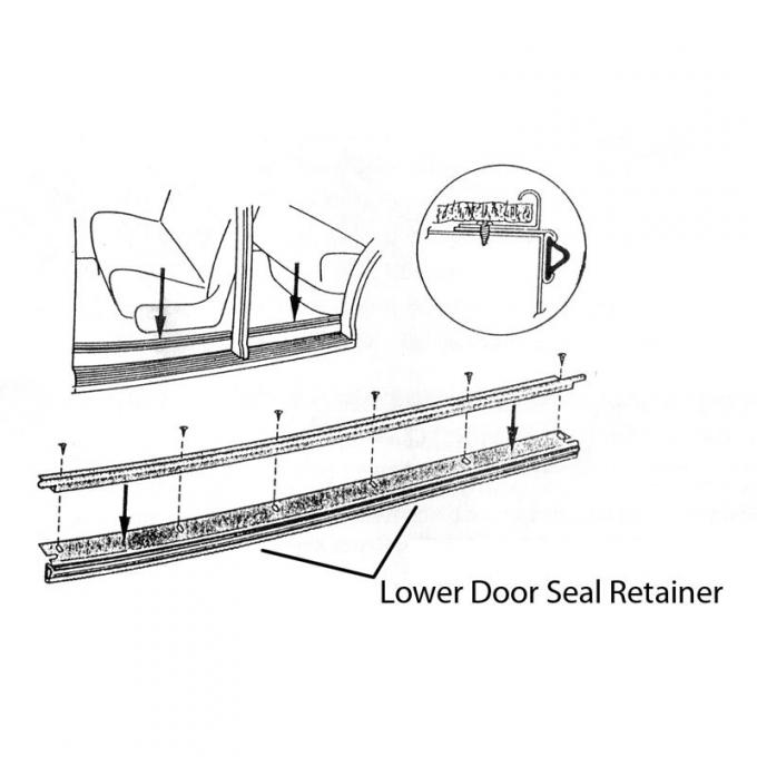 Dennis Carpenter Door Seal Retainer - 4 Door Front - 1941-48 Ford Car 11A-7313224-PR