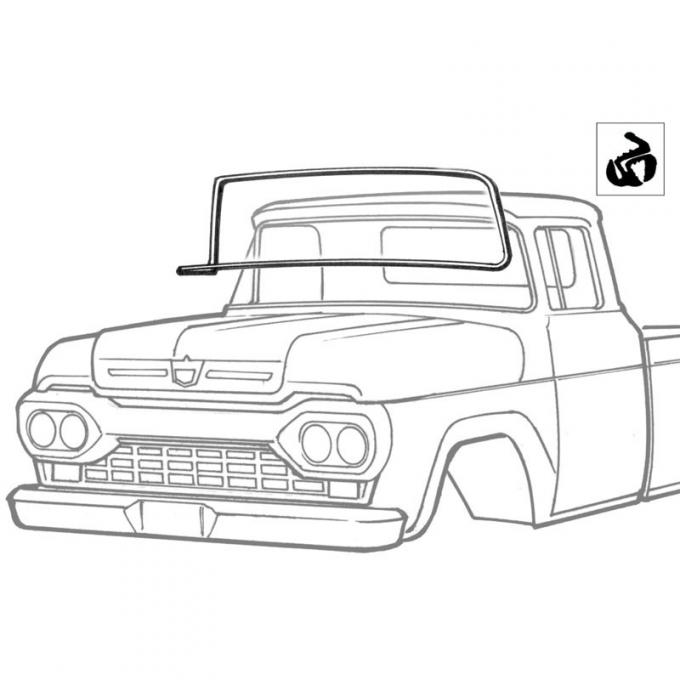 Dennis Carpenter Windshield Seal - with Groove for Chrome - 1957-60 Ford Truck B7C-8103110-B