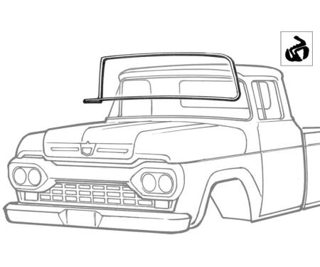 Dennis Carpenter Windshield Seal - with Groove for Chrome - 1957-60 Ford Truck B7C-8103110-B