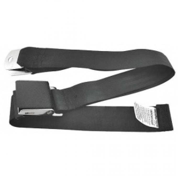 Ford Thunderbird Seat Belt, 74 Inches Long, Black With Black Wrinkle Finish Buckle