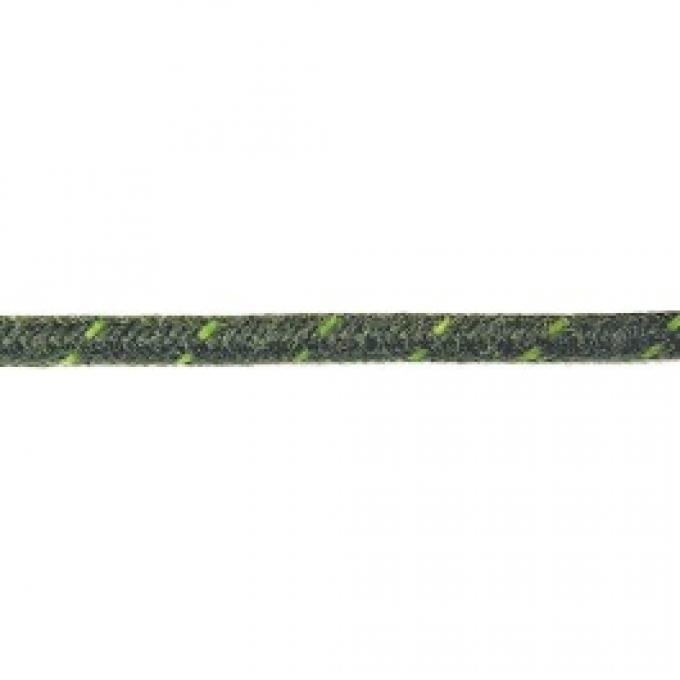 Bulk Wire, #16 Cloth Covered Primary Wire, Black With Green Tracer, Sold By The Foot