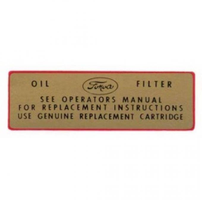 Ford Thunderbird Oil Filter Canister Decal, 1955-56