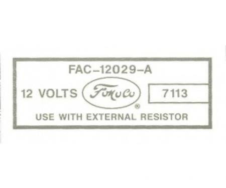 Ford Thunderbird Ignition Coil Decal, 1956-63