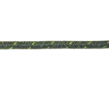 Bulk Wire, #16 Cloth Covered Primary Wire, Black With Green Tracer, Sold By The Foot