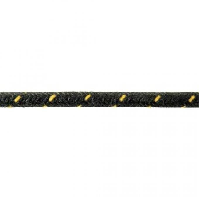 Bulk Wire, #16 Cloth Covered Primary Wire, Black With Yellow Tracer, Sold By The Foot