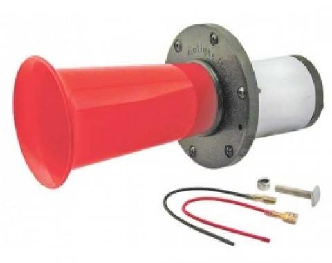 Ah-ooh-gaa Horn, 12 Volt, Chrome Motor Cover, Red Projector