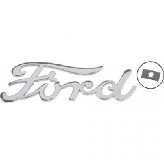 Ford Script Logo, Ford, 3 1/4 L x 1 H, Die Cast Chrome