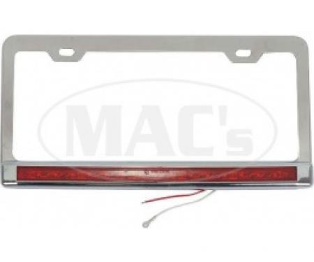 License Plate Frame, Stainless with Red LEDs and Lens