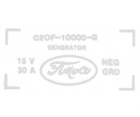 Ford Thunderbird 30 Amp Generator Decal, C2OF-10000-G, 1962