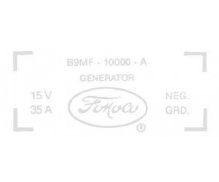 Ford Thunderbird Generator Decal, 35 Amp Generator, 352 V8 With Air Conditioning, B9MF-10002-A, 1959