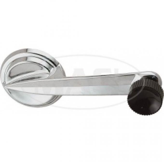 Ford Thunderbird Window Crank Handle, Chrome With Black Knob, Front Or Rear Windows, 1957-58