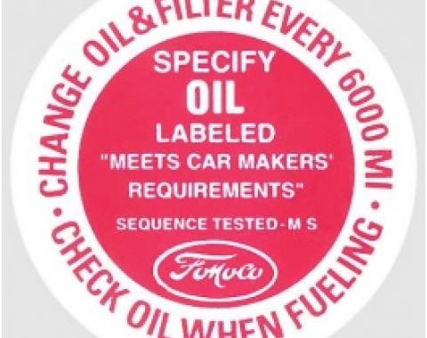 Ford Thunderbird Oil Filler Cap Decal, 1961-66