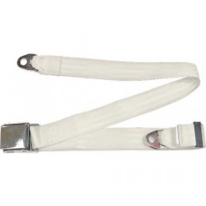 Seatbelt Solutions 1949-1979 Ford | Mercury Lap Belt, 74" with Chrome Lift Latch 1800749000 | White