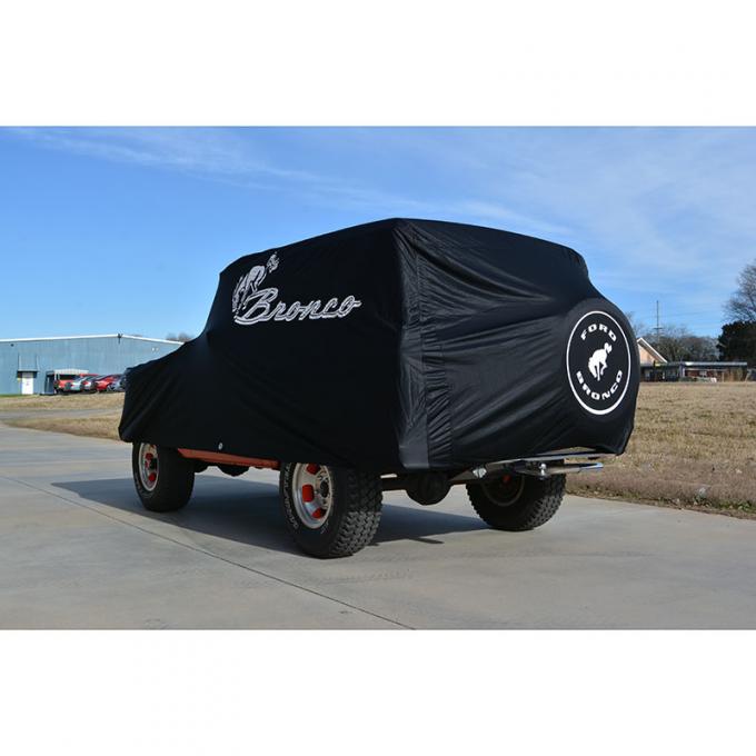 Dennis Carpenter Indoor Bronco Cover with Script - Black - Precision Fit - 1966-77 Ford Bronco COV-42