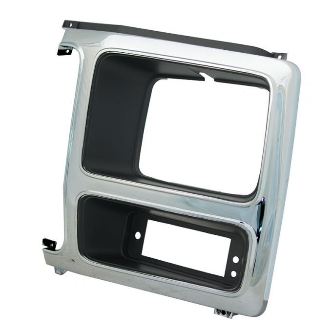 Dennis Carpenter Headlight Door - Left - Chrome / Black - Aftermarket - 1980-86 Ford Truck, 1980-86 Ford Bronco E0TZ-13064-MX