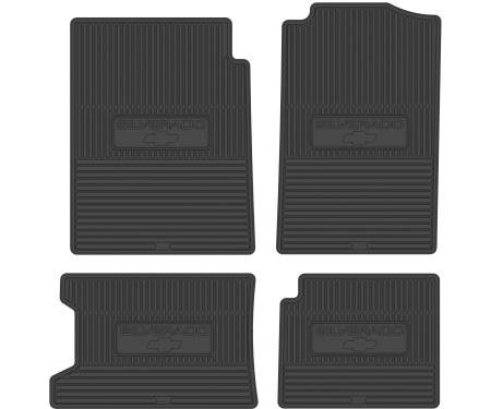 Legendary Auto Interiors 96-00 Chevrolet Truck Extended Cab w/ 3rd Door Vinyl Floormats w/ Silverado Logo (4pc) - Black FMTR0006003001