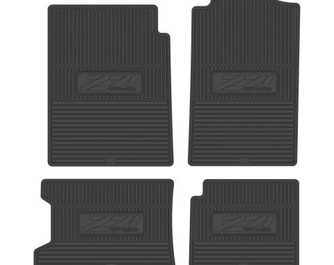 Legendary Auto Interiors 96-00 Chevrolet & Gmc Truck Extended Cab w/ 3rd Door Vinyl Floormats w/ Z71 Logo (4pc) - Black FMTR0006008001