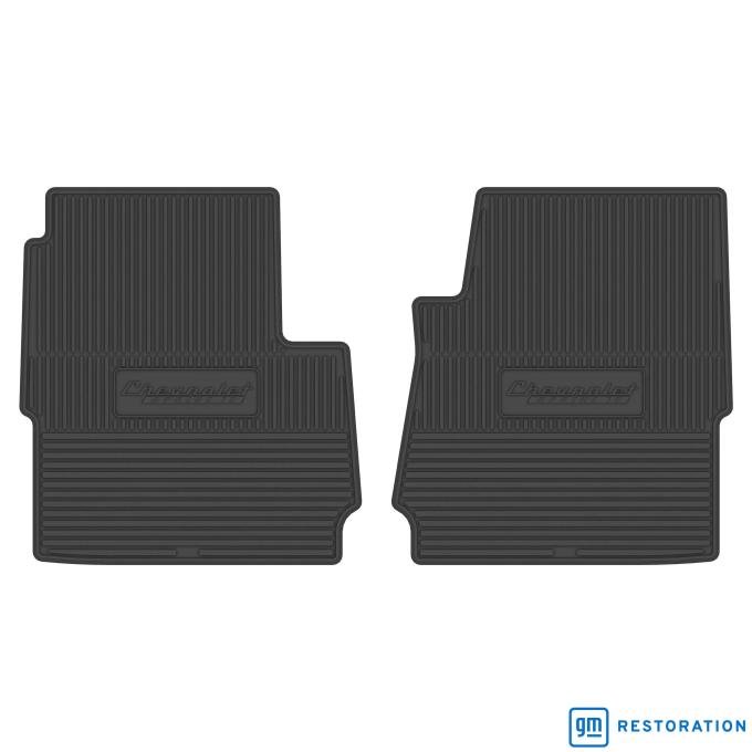 Legendary Auto Interiors 60 Chevrolet Truck Vinyl Floormats w/ Apache 10 Logo (2pc) - Black FMTR0001001001