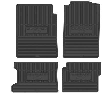 Legendary Auto Interiors 88-00 Chevrolet Truck Extended Cab Vinyl Floormats w/ Silverado Logo (4pc) - Black FMTR0005003001