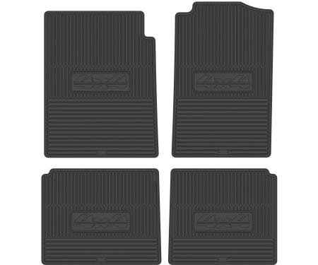 Legendary Auto Interiors 92-00 Chevrolet & Gmc Truck 3500 Crew Cab Vinyl Floormats w/ 4x4 Logo (4pc) - Black FMTR0007004001