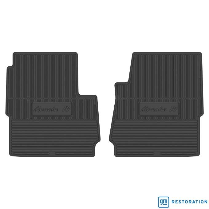 Legendary Auto Interiors 61 Chevrolet Truck Vinyl Floormats w/ Apache 10 Logo (2pc) - Black FMTR0001003001