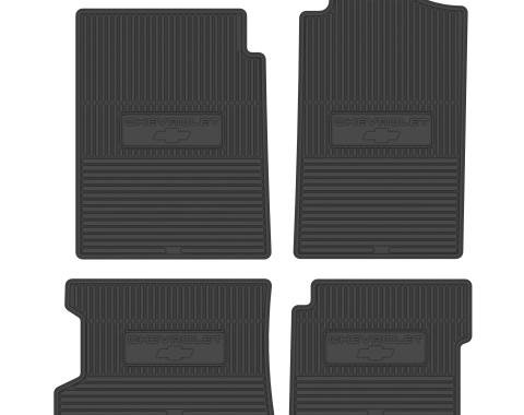 Legendary Auto Interiors 88-00 Chevrolet Truck Extended Cab Vinyl Floormats w/ Chevrolet Logo (4pc) - Black FMTR0005005001